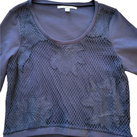 Lauren Conrad Cotton Knit Textured Floral Top - Picture 1 of 6